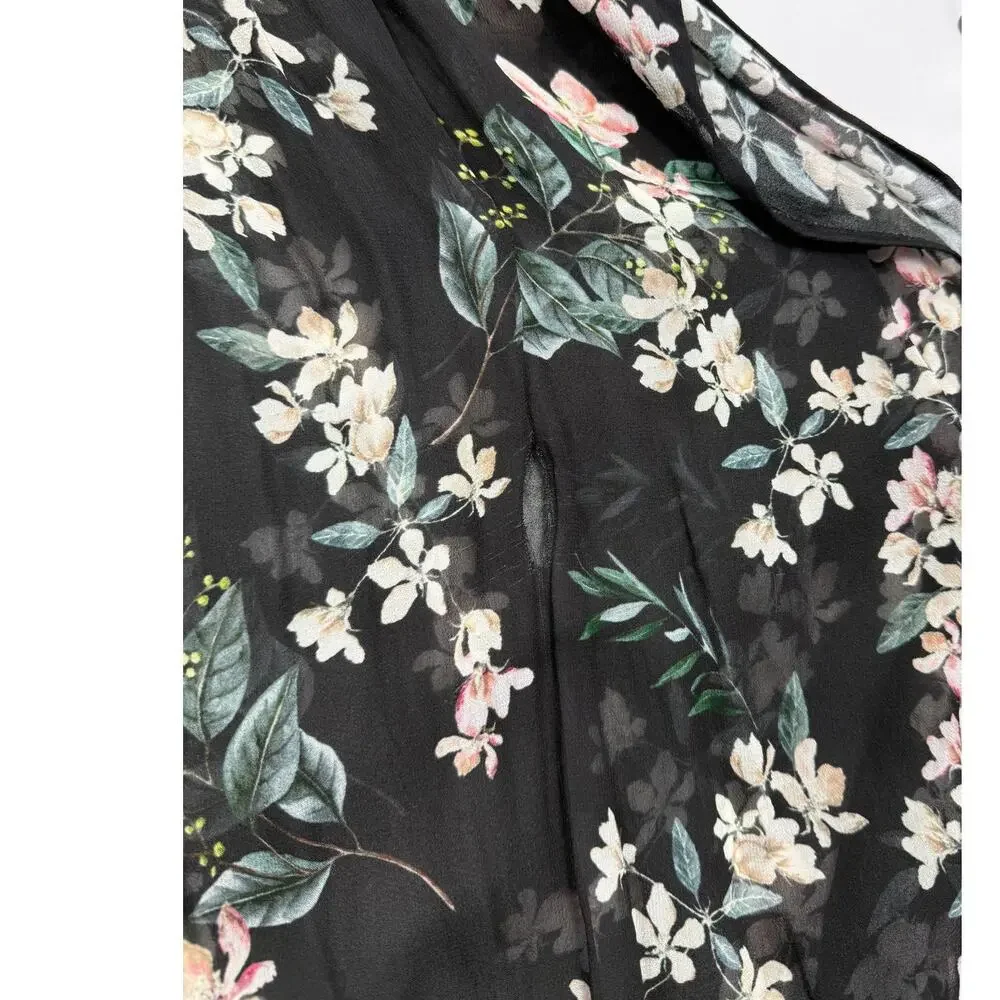 Agua Bendita floral kimono tunic beach cover-up, botanical floral pattern